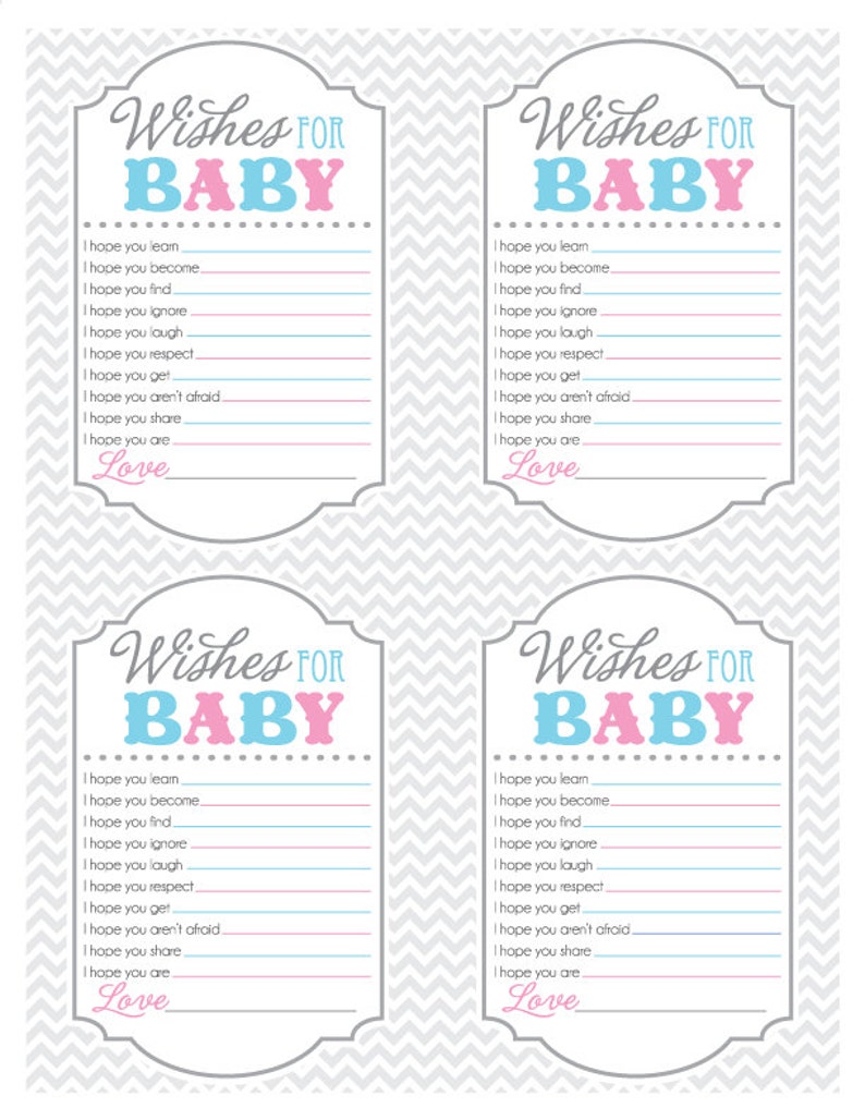 gender reveal party game sheet for wishes for baby i etsy