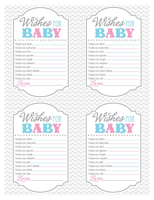 Gender Reveal Party Game Sheet For Wishes For Baby I Etsy