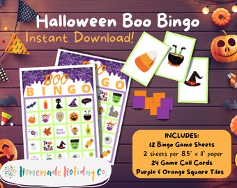 Halloween Boo Bingo Game: Kids Party Printable (Digital Download)