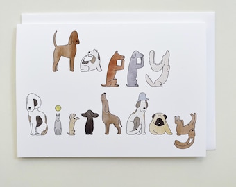Dog Letters Birthday Card - 5x7