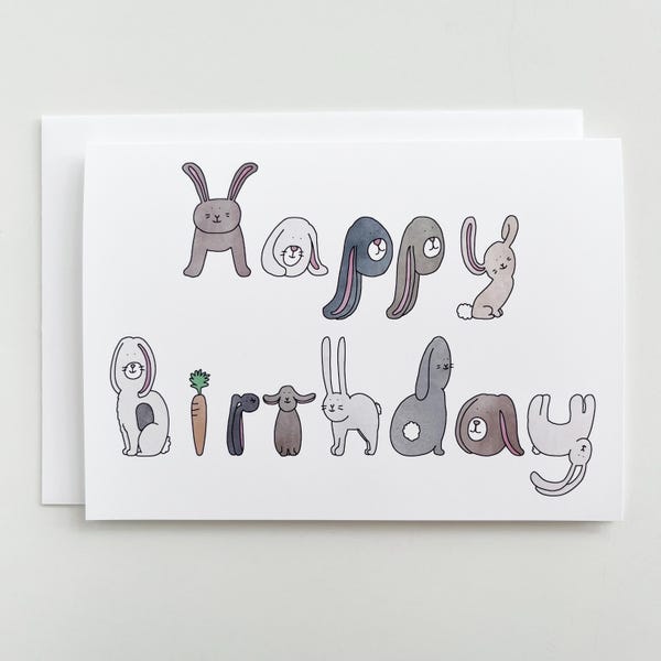 Rabbit Letters Birthday Card - 5x7