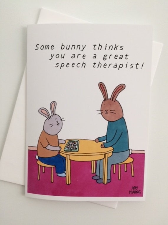speech therapist rabbit thank you card 5x7 etsy