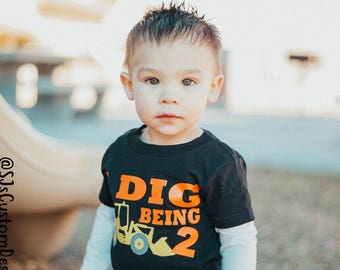 Dump Truck Shirt, Construction Birthday Shirt, Toddler Gift, Boy Baby Gift, 2nd Birthday, Gift for Kids shirt, Personalized Kids, I dig tee