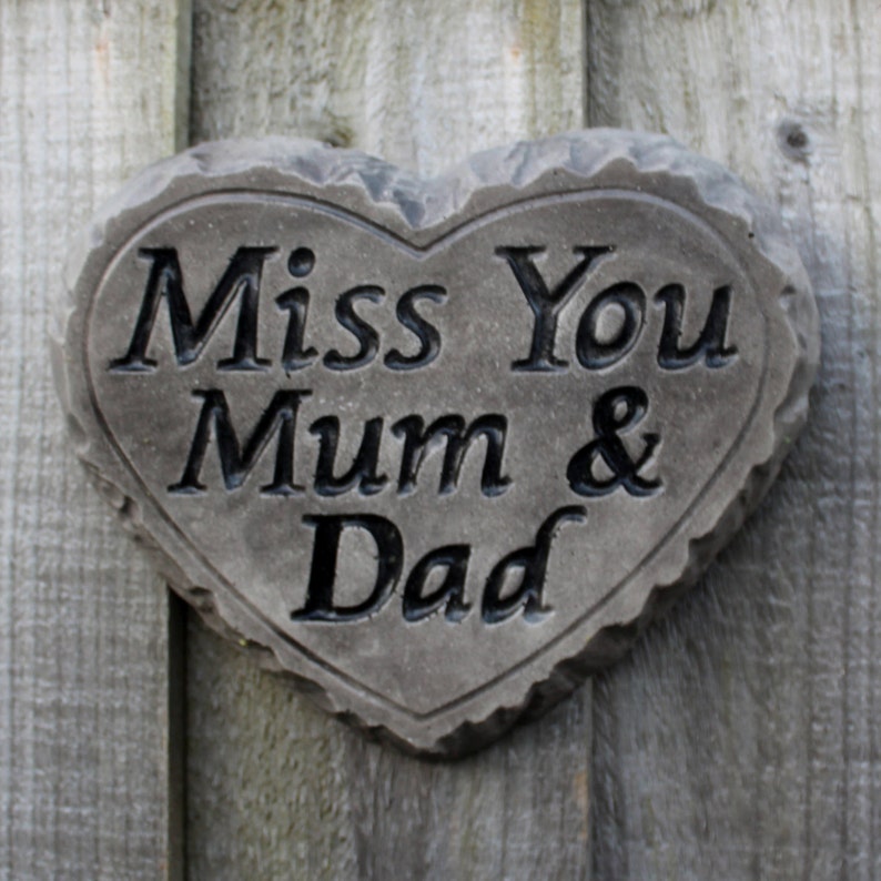Miss You Mum And Dad Stone Heart Memorial Remembrance Etsy