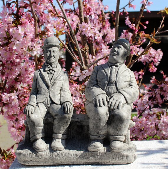 Laurel And Hardy Stone Garden Ornament Decoration Image 0