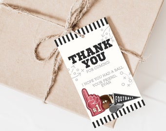 Football Birthday Party Favor Tag, Football Thank You Tag, Thank You Tag Template, Football Birthday Party, Editable Football Favor Tag