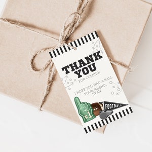 Football Birthday Party Favor Tag, Football Thank You Tag, Thank You Tag Template, Football Birthday Party, Editable Football Favor Tag image 1