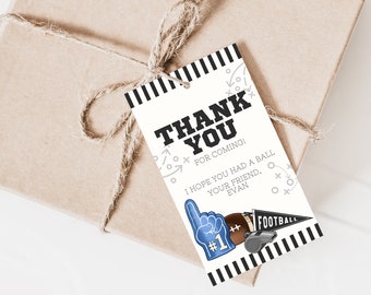 Football Birthday Party Favor Tag, Football Thank You Tag, Thank You Tag Template, Football Birthday Party, Editable Football Favor Tag