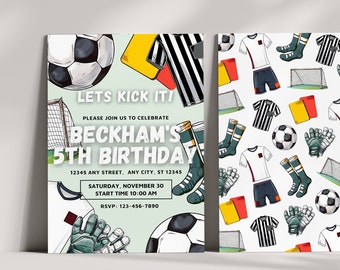 Soccer Birthday Party Invitation Template, Digital Soccer Birthday Invitation, Canva Birthday Invitation Template, Editable Soccer Invite