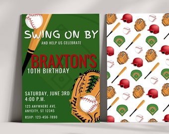 Baseball Birthday Party Invitation Template, Digital Baseball Invitation, Canva Birthday Invitation Template, Baseball Birthday