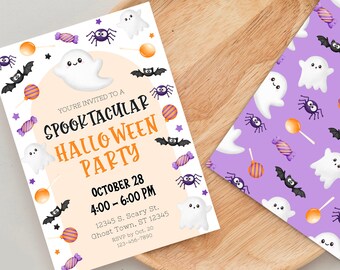 Halloween Birthday Party Invitation Template: Spooktacular Canva Design (Digital Download)