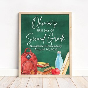 First Day of School Sign Template, Chalkboard Back to School Sign Template, Canva Back to School Template, Editable First Day of School Sign