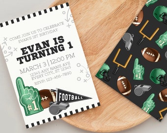 Football Birthday Party Invitation Template, Digital Football Birthday Invitation, Canva Invitation Template, Football Birthday Party