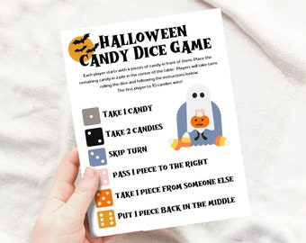 Halloween Party Candy Dice Game, Halloween Candy Game, Kids Party Game, Printable Halloween Activity, Printable Digital Download PDF