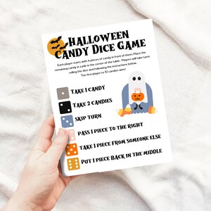 Halloween Party Candy Würfelspiel, Halloween Candy Spiel, Kinder Party Spiel, druckbare Halloween Aktivität, druckbare digitaler Download PDF