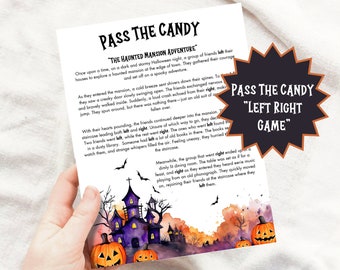 Halloween Party Pass the Candy Game, Halloween Left Right Game, Kids Party Game, Printable Halloween Activity, Pass the Pumpkin Game