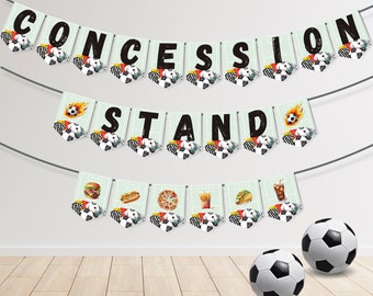 Soccer Party Food Banner, Printable Soccer Birthday Party Pennant Banner, Concession Stand Sign, Soccer Birthday Party, Printable Sign