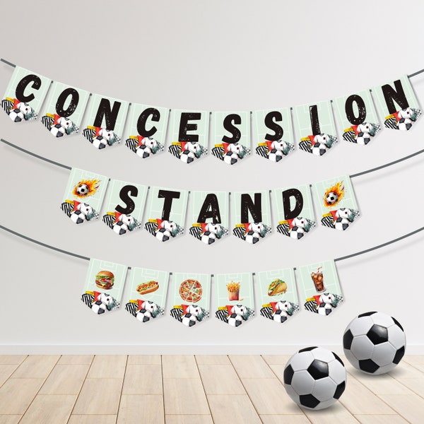 Soccer Party Food Banner, Printable Soccer Birthday Party Pennant Banner, Concession Stand Sign, Soccer Birthday Party, Printable Sign