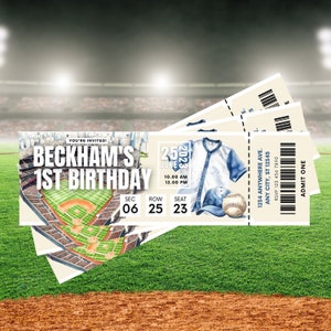 Baseball Ticket Geburtstagsparty Einladung Vorlage, Digitale Baseball Geburtstagseinladung, Canva Geburtstag einladen Vorlage, Baseball Ticket