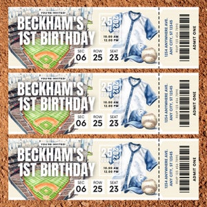 Baseball Ticket Geburtstagsparty Einladung Vorlage, Digitale Baseball Geburtstagseinladung, Canva Geburtstag einladen Vorlage, Baseball Ticket
