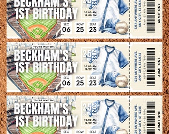 Baseball Ticket Birthday Party Invitation Template, Digital Baseball Birthday Invitation, Canva Birthday Invite Template, Baseball Ticket