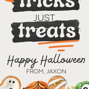 Halloween Party Favor Tag, Editable Halloween Favor Tag, Halloween Gift Tag, Halloween Birthday Party, No Tricks Just Treats, Halloween Tag image 4