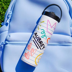 Personalized 20oz School Water Bottle with Sport Straw Lid; School Water Bottle; Personalized Water Tumbler; Custom Sublimation Tumbler