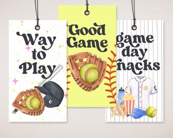 Softball Snack Bag Tags, Sports Snacks, Team Snacks, 3 Softball Printable Tags, Post Game Snack, Team Mom, Snack Tag, Kids Sports Tag