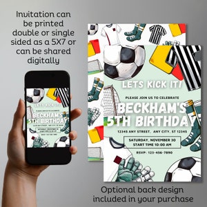 Soccer Birthday Party Invitation Template, Digital Soccer Birthday Invitation, Canva Birthday Invitation Template, Editable Soccer Invite image 3