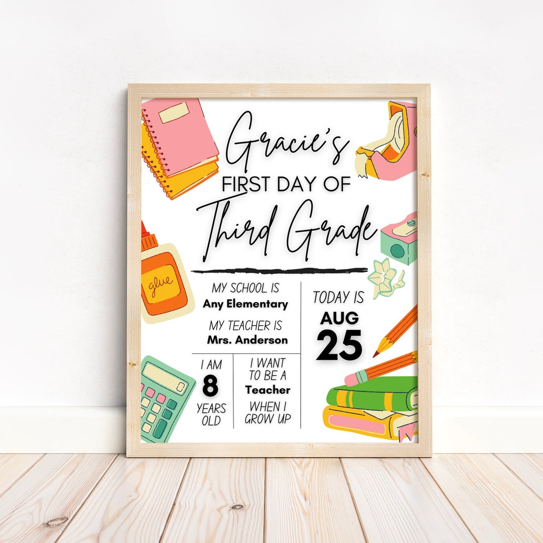 Editable First Day of School Sign: Canva Template (digital Download) Etsy