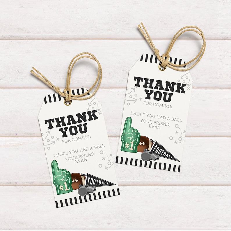 Football Birthday Party Favor Tag, Football Thank You Tag, Thank You Tag Template, Football Birthday Party, Editable Football Favor Tag image 3