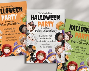 Halloween Party Invitation Template, Halloween Birthday Invitation, Canva Party Invitation Template, Printable Costume Party Invitation