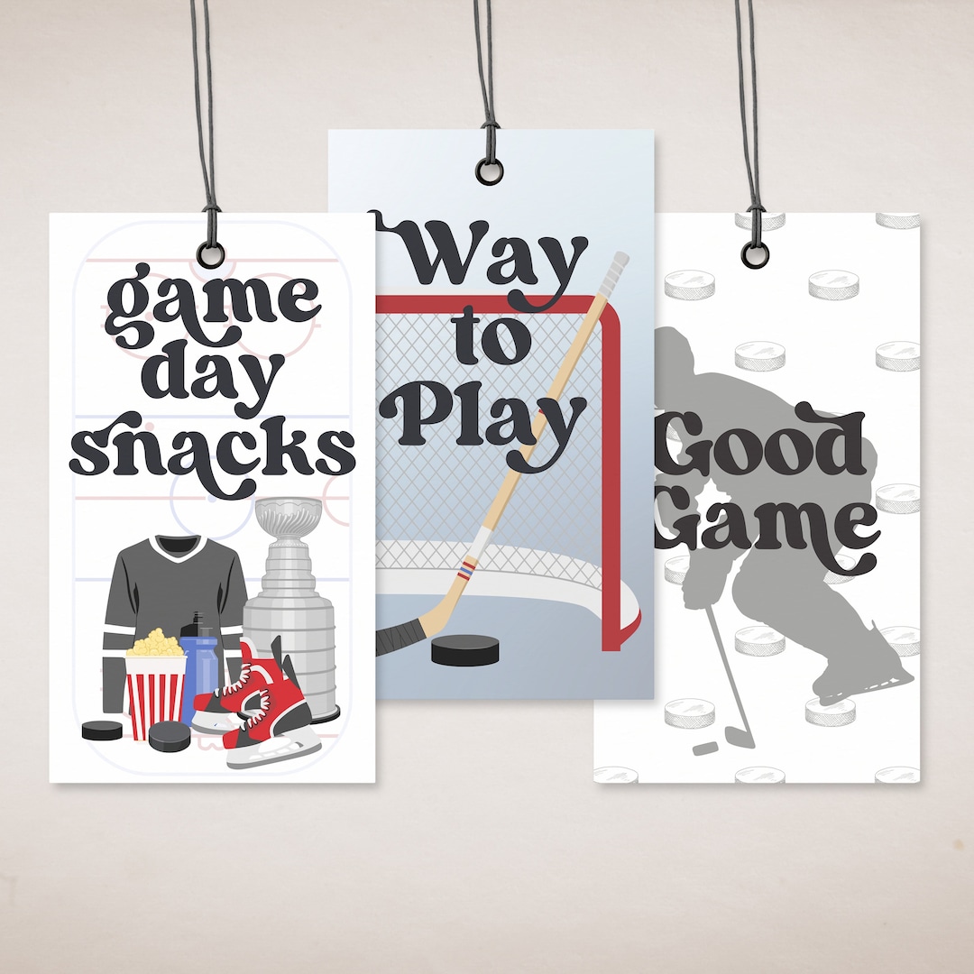 Hockey Snack Bag Tags, Sports Snacks, Team Snacks, 3 Hockey Printable