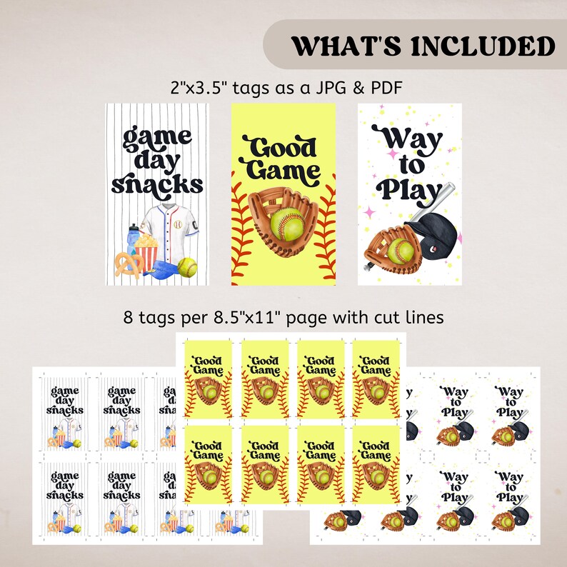 Softball Snack Bag Tags, Sports Snacks, Team Snacks, 3 Softball Printable Tags, Post Game Snack, Team Mom, Snack Tag, Kids Sports Tag image 3