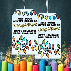 Teacher Gift Tag, Teacher Holiday Gift, Class Holiday Gift, Printable School Winter Break Tag, Teacher Appreciation Gift Tag, Winter Break