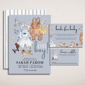 Boy Baby Shower Invitation Template, Boho Baby Shower Invitation, Digital Baby Shower Invitation, Boy Baby Shower Bundle, Books for Baby