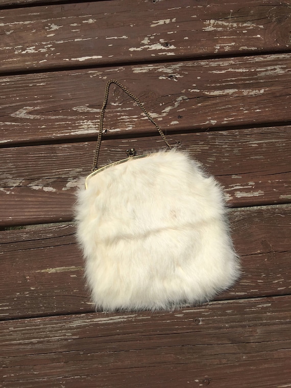 Vintage White Fur Handbag