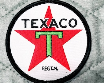 TEXACO/" FILLING STATION/" RED /& WHITE Embroidered 3 x 3 Iron On PATCH
