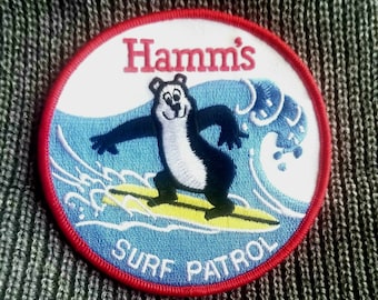 Vintage Hamm's Surf Patrol Iron On Embroidered Patch 4"