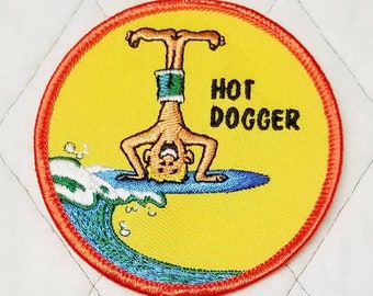 Vintage 70's Surfer,Hot Dogger Embroidered Iron On Patch 3"