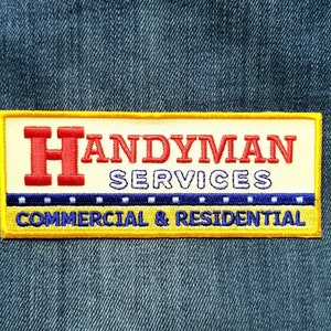 Vintage Handyman Services Embroidered Iron On Patch 4 1/2&quot; X 1 3/4&quot;