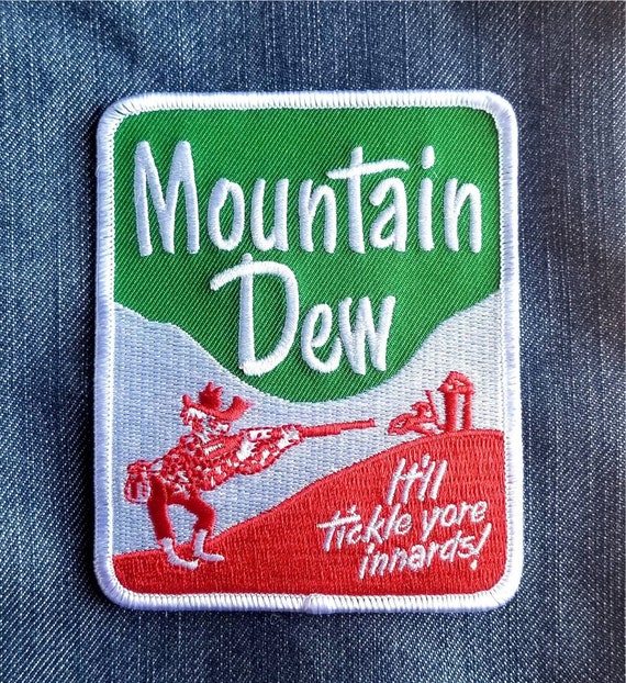 Vintage Mountain Dew Hillbilly "It'll Tickle Yore Innards! Embroidered Patch 4"x3 1/2"