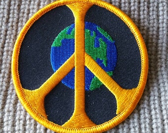 Vintage Peace On Earth Embroidered Iron On Patch 3 inches