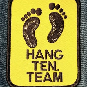 Vintage Hang Ten Team Embroidered Iron On Patch 4&quot; X 3&quot;