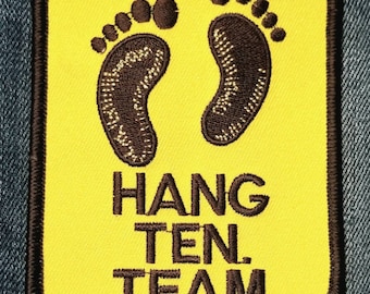 Vintage Hang Ten Team Embroidered Iron On Patch 4" X 3"