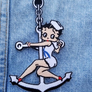 Classic  Sailor Girl Betty Boop Embroidered Iron-on Patch 4&quot; X 3&quot;