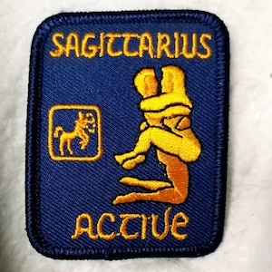 Vintage Sagittarius Astrology Sign Sex Position Embroidered Iron-On Patch 2 1/2&quot; X 2&#39;&#39;