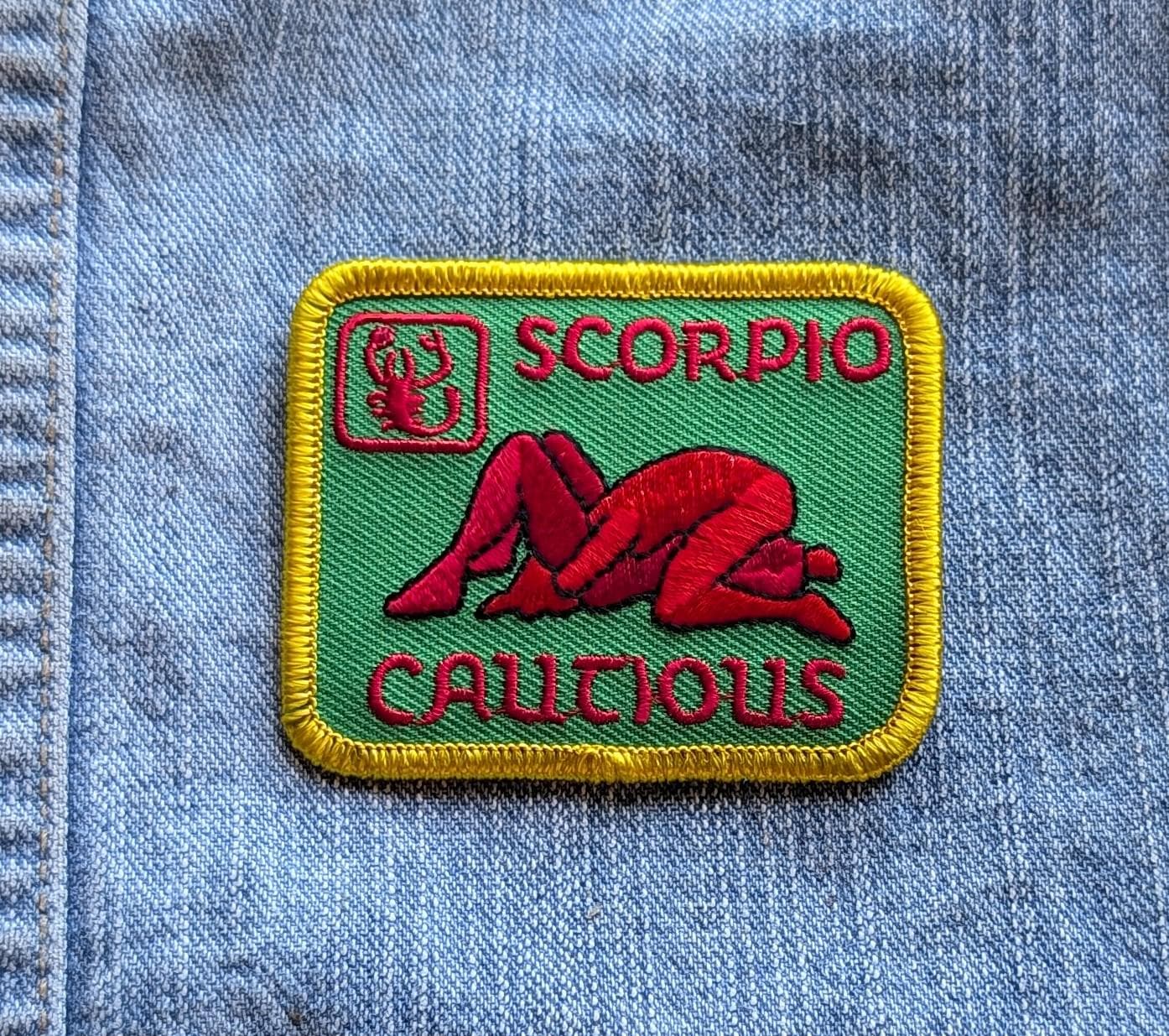 Vintage Scorpio Astrology Sign Sex Position Embroidered Iron-on