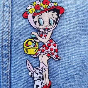 Betty Boop Classic  Southern Girl Embroidered Iron On Patch 4 1/2&quot; X 2&quot;