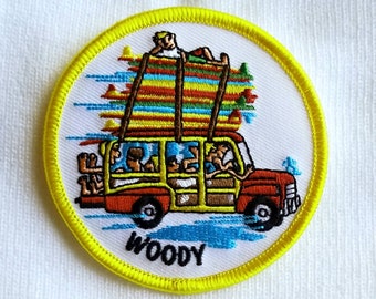 Vintage Woody Surfer Embroidered Iron On Patch 3"